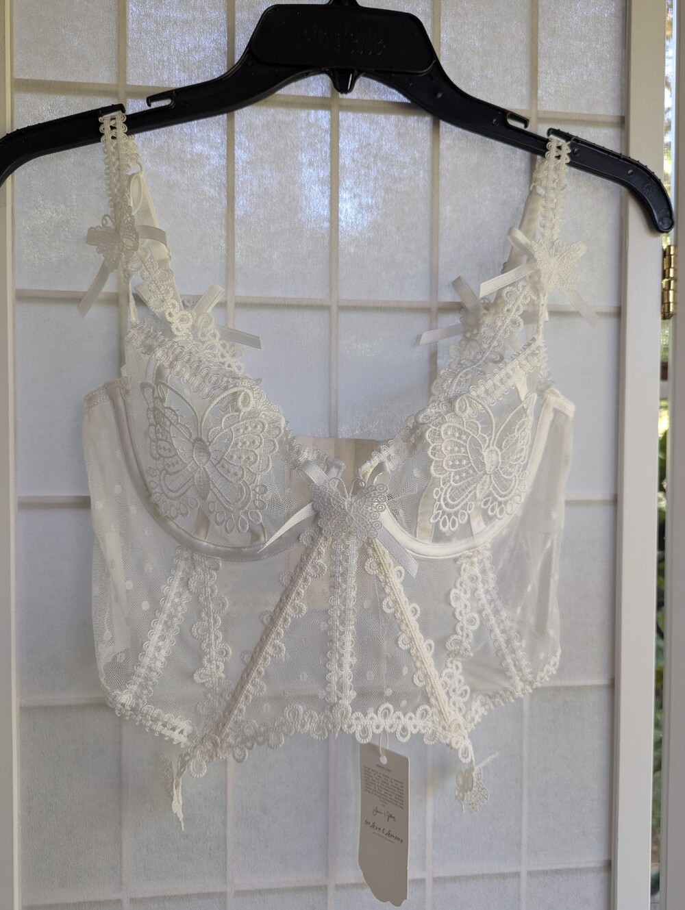 For Love And Lemons Beaming Butterfly Applique Bustier Top